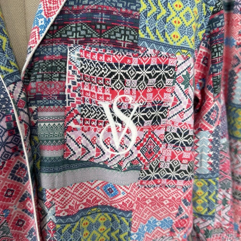 Victoria's Secret 2PC Pajama Set  Women's XS Pink Patchwork Americana Country - Picture 4 of 12